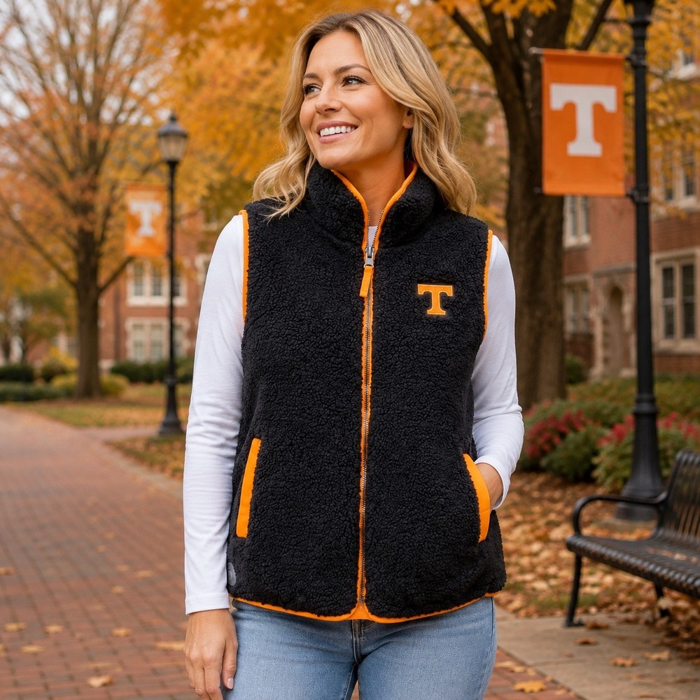 Tennessee Vols Sherpa Reversible Vest Womens M Colosseum Orange Black NWT